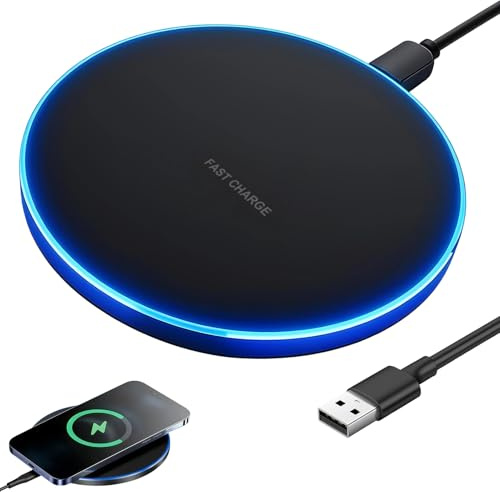 35 W trådlös induktionsladdare, induktiv laddare Qi med USB-C kabel trådlös laddare kompatibel med i-Phone 17/16/15/14/13/12 serien, Sam-Sung S25 Ultra/S24+/S23 FE, GOO-gle Pixel 9/8 Pro