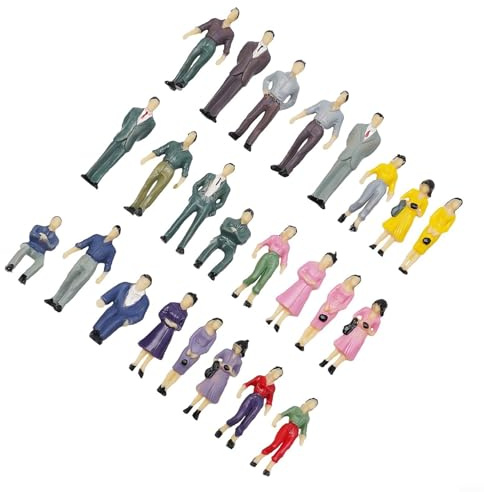 Glomc 50PCS 1:50 Scala Dipinto Modello Mini- Persone Figure In Piedi E Seduti Passeggeri Con 6 Panchine Parco, Per O Gauge Treno Ferrovia Layout Diorama Scena Decorazione