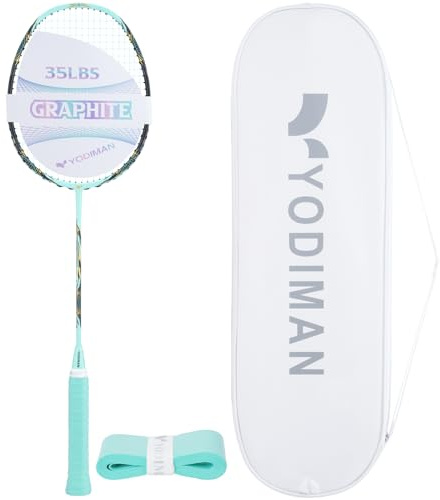 YODIMAN Professionell badmintonracket, lätt design, ram i 1200T kol (35 lbs), skaft av M55J‑grafit, 0,68 mm sträng – för tävlingar