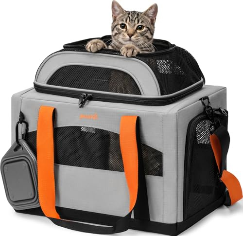 Pecute Caisse de Transport Chat et Chien Extensible, Pliable - Gris