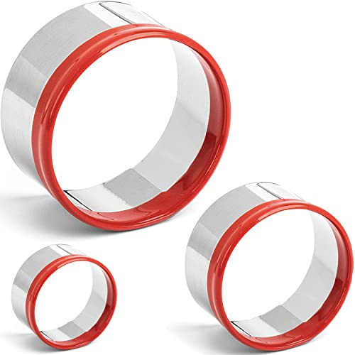 3Pcs Round Cookie Cutters 3, 4, 5, Circle Biscuit Cutter, Large Cookie Cutters, Small Cake Cutter, Dough Cutter, Unique Design with Protective Red Top PVC