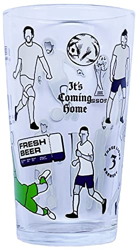 Boot & Ball England Football Pint Glass, Dishwasher Safe, UV Printed, 568ml