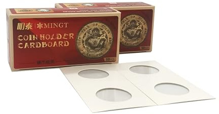 PCCB MINGT 100 Pezzi 25.0MM Porta Monete in Cartone Bianco, Protezione, Esposizione e Conservazione, Taschine per Monete 2 cm x 2 cm per Forniture e Collezioni di Monete