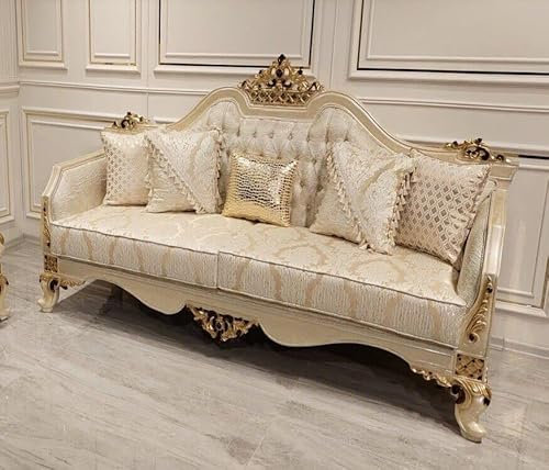 JV Möbel Sofa 3 Sitzer Sofas Sitz Dreisitzer Stoff Wohnzimmer Barock Rokoko Textil Neu