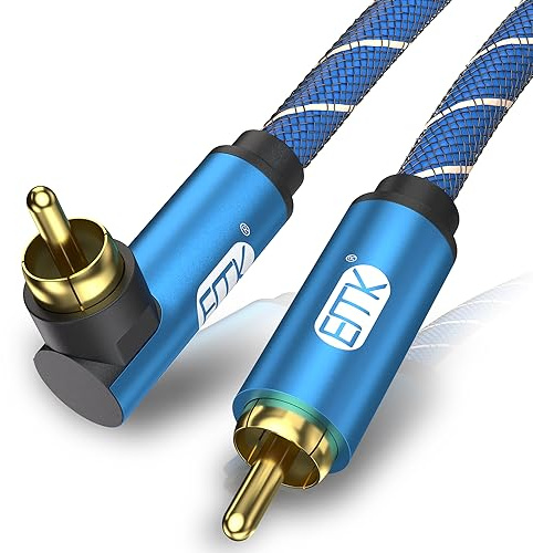 EMK 90 Degree Subwoofer Cable RCA Cable Male to Male Digital Coaxial Audio Cable for Subwoofer, TV, Sound Bars, Amplifier,Speaker(10FT/3M)