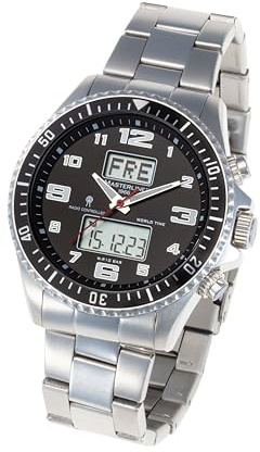 Masterline 1966 Funk Herren Armbanduhr Funkuhr World-Timer Schwarz Edelstahl ML06266002