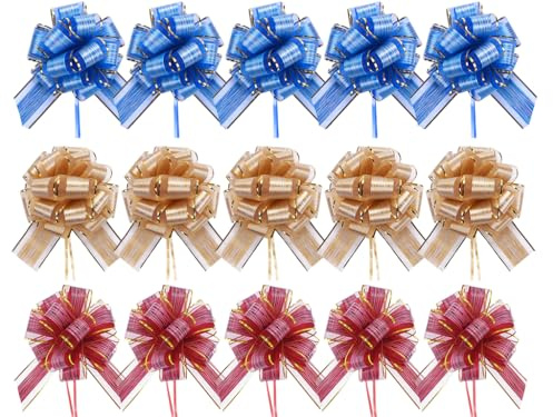 Abiyou 15 Piezas Grandes Lazos Decorativos, Lazos de Regalo, Lazos Decorativos, Lazos Regalos Grandes, Envolver Lazos, Lazos Grandes, Lazo Gigante, para Boda, Fiesta, Decoración de Automóviles