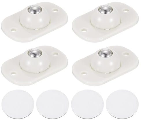 sourcing map 8Pcs Self Adhesive Caster Wheels, 360° Swivel Mini Caster Wheels Rectangle Universal Appliance Rollers with Ball Bearings for Furniture Storage Box Trash Can, White