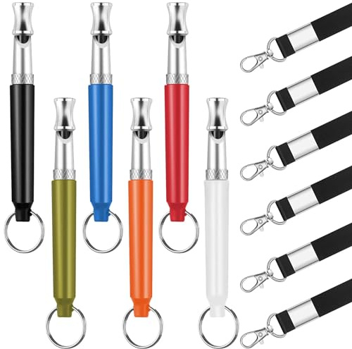 SUBANG 6 Pack Dog Whistle with Lanyard Stop Neighbors Dog from Barking Adjustable Ultrasonic Silent Dog Whistles Professional Dog Training Whistle for Dog Daily Training