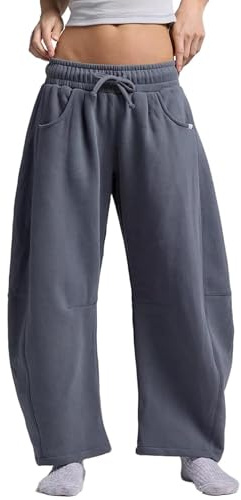 SANSIWU Women's Y2K Baggy Cargo Sweatpants Casual Loose Wide Leg Barrel Cropped Ankle Pants Oversized Joggers Sweatpants (Dark Grey, S)