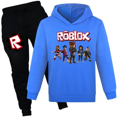 DEFANGYP A two-piece fashionable sportswear hoodie and jogging pants for boys and girls aged 1-13 (Blue-130cm)