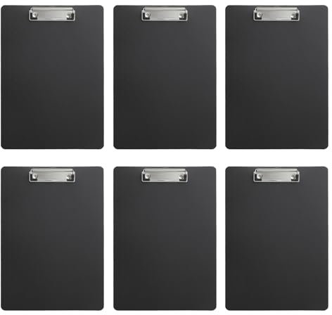 Prancheta A4,Clipboard, 6 Piezas - Portapapeles Rígido de Material PP Resistente, Clip Metálico Antideslizante | Ideal para Oficina, Escuela y Hogar