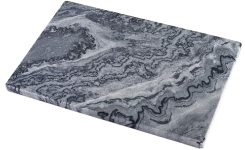 Koville marmorskärbräda för kök, 30 x 20 cm stenplatta, bakverk, rektangulär serveringsbricka för badrumsbänk, sminkbricka i marmor för smycken, kosmetika, parfym (grå)