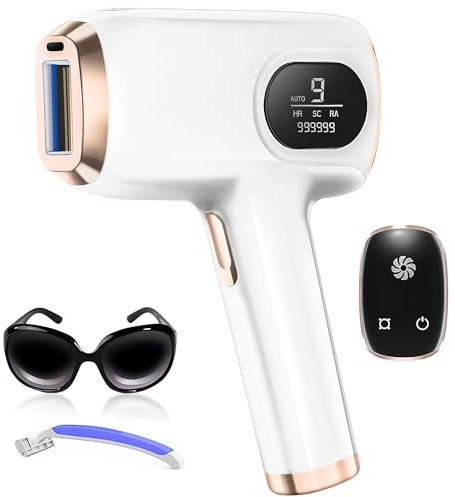 Depiladora luz pulsada, Depiladoras HR/SR/HR+ IPL, 9 niveles de energía, 999999 pulsos de luz para la Depilación Láser de Hombres, Mujeres, Labios, Cara, Axilas y Cuerpo.
