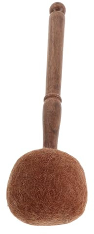 TOYZFRIENDY Martillo para Cuenco Tibetano de Madera Dura y Fieltro de Lana, Baqueta de Percusión Mediana Color Marrón Oscuro, Herramienta para Cuenco Sonoro para Meditación y Terapia de