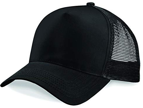 Plain Trucker Cap Mesh Back Baseball Cap Snapback - Black