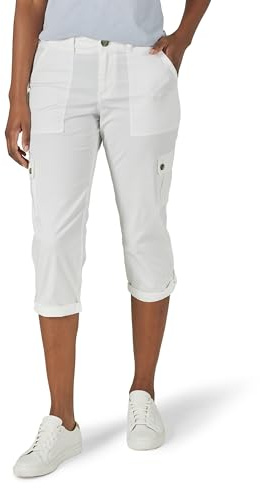 Lee Pantalones Capri Flex-to-go Mid-Rise Relaxed Fit Cargo Capri Pant, Jardín Blanco/Opulento, 44