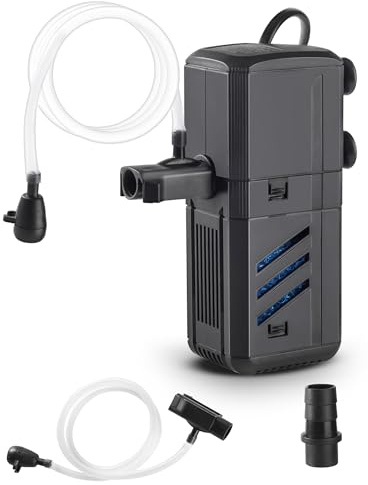 LUNEKUCK Filtre Intérieur Aquarium 500L/H 6W Pompe Aquarium Réglable à Débit d’Eau Filtre Interne pour Aquarium de 30 à 500L avec Éponges Filtrantes pour Poisson