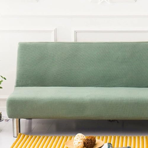 WWQQKJ Sofabezug ohne Armlehnen, einfarbig, 2/3-Sitzer, dehnbar, schmutzabweisender Bezug for Schlafsofa, waschbar, rutschfest, faltbar, Clic-Clac-Sofabezug(Verde Chiaro,120-150cm)