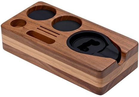 Normcore Stazione di pressatura per espresso, base per pressare caffè in noce americano naturale, supporto per portafiltro da 51 mm e 54 mm, manomissione e distributore, accessori per caffè espresso a