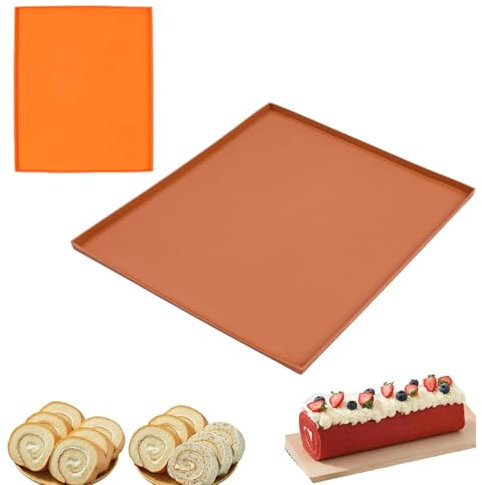 NJCXOLA 2 PCS Tappetino da forno in silicone Antiaderente, Tappetino da Forno per Rotolo Teglia Rettangolare, Tappetino da Forno per Fare Rotoli Torta, Biscotti