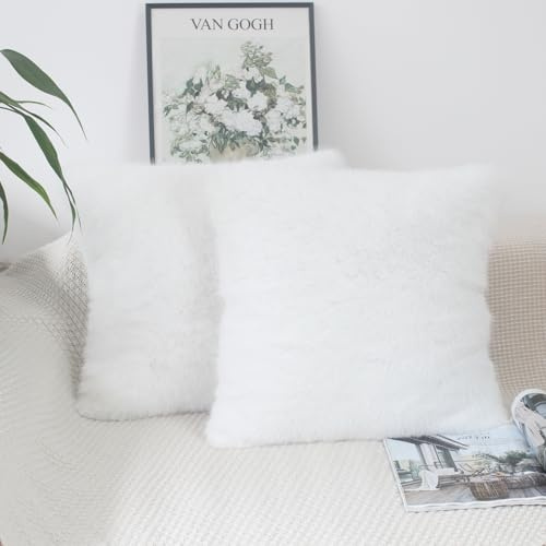 NIULAA Set di 2 federe per cuscini in finta pelliccia, 40 x 40 cm, soffici, 40 x 40 cm, morbide federe decorative per divano