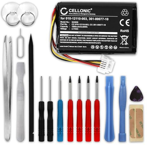 CELLONIC, Akku Navi kompatibel mit Garmin Zumo 590LM, Zumo 595LM, Zumo 595 (1800mAh, 3.7V) + Werkzeug-Set 17tlg Ersatzakku 361-00077-10