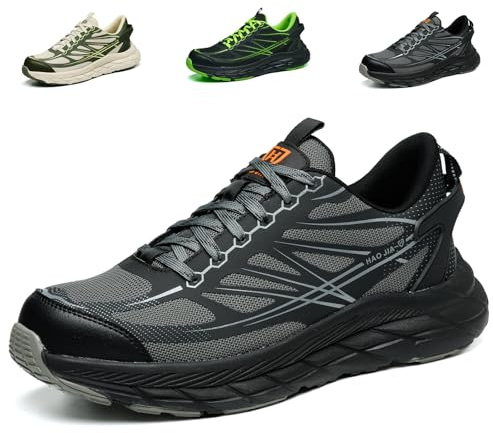Scarpe Antinfortunistiche Uomo Leggere Estive Scarpe da Lavoro Donna Antiscivolo Transpirabile Comode Scarpe di Sicurezza con Punta di Acciaio, Grigio, 44 EU