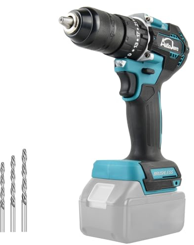 AUTOJARE Batteridriven slagborrskruvdragare kompatibel med Makita 18 V 13 mm borstlös borrskruvdragare 35+3 vridmomentsteg 90 N.m 2 justerbara steg sladdlös skruvdragare med 3 tillbehör (utan batteri)