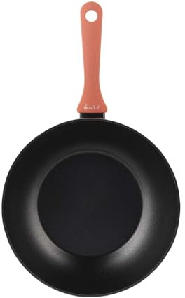 G-SOLA Wok Rainbow Red 28 cm – Aluminio forjado, antiadherente Xylan 2 capas libre de PFOA, mango soft touch rojo, apto inducción y lavavajillas