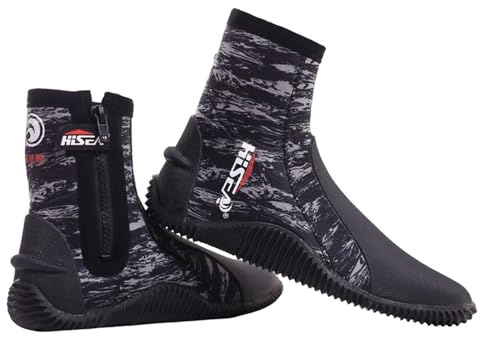 KIXZSAZ Stivali da sub unisex antiscivolo in neoprene, corti, per nuoto, rafting, surf, snorkeling, caldi. Stivali da sub uomo e donna, suola morbida 5 mm, Mimetico, Taglia 43 25.5-26