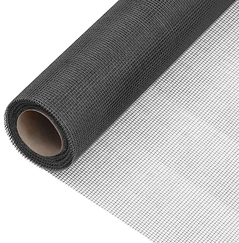 Fibreglass Fly Screen 100 x 2000 cm, Black, Robust Insect Protection Net for Doors, Windows, Fence, Bird Cage, Garden, Durable Grid