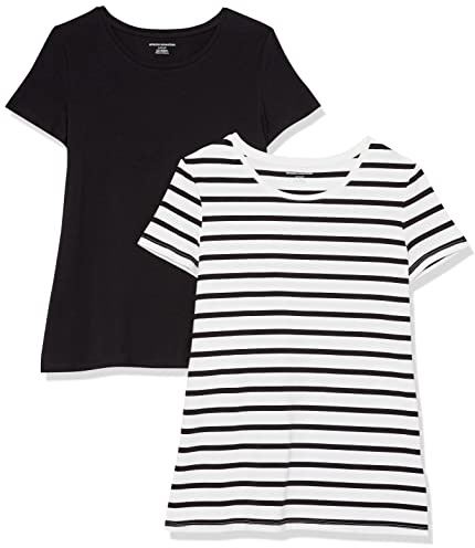 Amazon Essentials Maglietta Girocollo a Maniche Corte Vestibilità Regolare Donna, Confezioni Multiple
