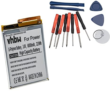 vhbw Battery compatible with Cubot Power Mobile Phone Smartphone (6000 mAh, 3.8 V, Li-polymer) + Tools