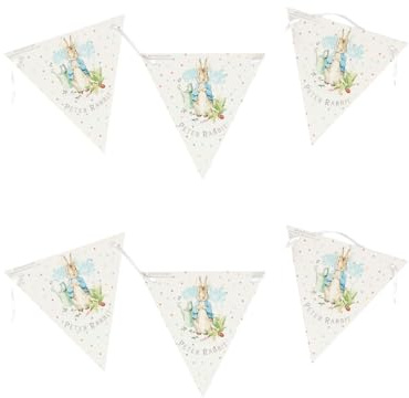 Smiffys Klassisches Tischgedeck Peter Rabbit Party-Wimpelgirlande, 3 m mit 20 Wimpeln