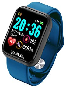 RF Distribution Power Color Smartwatch, Fitness Uomo Donna, Contapassi, Monitoraggio Frequenza Cardiaca Sonno e Salute, Notifiche Messaggi, Cassa Nera Con Cinturino Nero E Cinturino Azzurro Aggiuntivo
