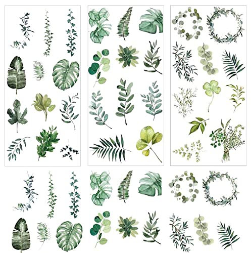 24 Blatt Fotoalbum Blumen Scrapbooking Aufkleber Pflanzen Unterschiedliche Muster Blätter Vintage für Sammelalbum Kunst Basteln Stickerbuch