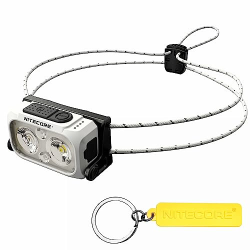 Nitecore NU21 Lampe frontale ultra légère de 360 lumens pour le plein air, faisceau double, rechargeable par USB-C, lampe frontale avec étiquette (blanc)