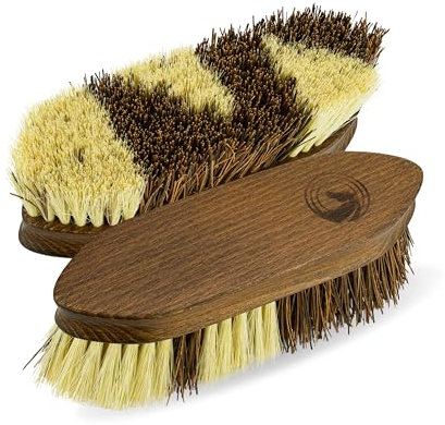 Equimour Wurzelbürste – Pferdebürste aus Holz mit Kokosfaser- und Sisalborsten für effektive Fellpflege - Natürliches Putzzeug für Pferde - Robuste Holzbürste für gründliche Reinigung