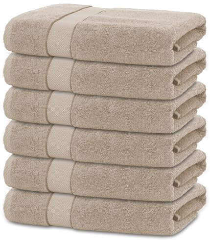 BANANALU 6 Badetücher 70x140 cm 100% Baumwolle Badetuch Duschtuch Taupe