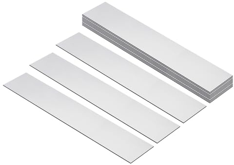 PATIKIL 10x2 Blank Name Plates, 12 Pack Custom Engraved Name Plate Rectangle Laser Engraving Blanks for Personalized Nameplates Office Desk DIY Painting Supplies, Silver, Black