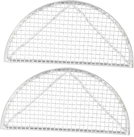 KONTONTY 2 Pcs Cooking Semicircle Mesh Stainless Steel Net Fry Net Food Holder Kitchen Supply Silver