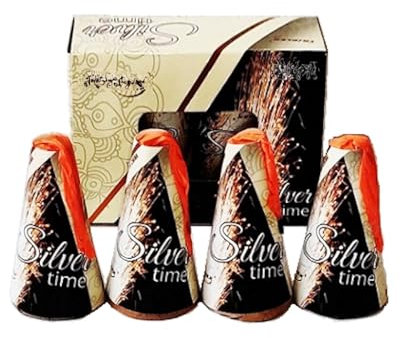 h2i Silver Time Vulkan | 4 St. | +/- 20 sek | Outdoor Fontäne mit Silber Funkenregen| Kinder & Jugendfeuerwerk | b | Ganzjahresfeuerwerk Kat 1