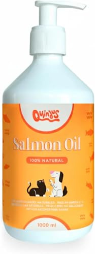 QUINDUS - Aceite de Salmón para Perros y Gatos 1L | Aceite de Pescado con Omega 3 para Articulaciones, Piel y Pelaje | Anti-inflamatorio Natural | Compatible con Alimentación Seca y Húmeda (1000g)