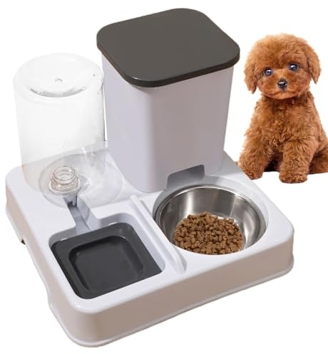 Distributeur Automatique De Nourriture Et Eau pour Chats - Abreuvoir Et Mangeoire Autonome pour Chiens - pour Animaux de Petite et Moyenne Taille comme Chaton et Chiot à la Maison