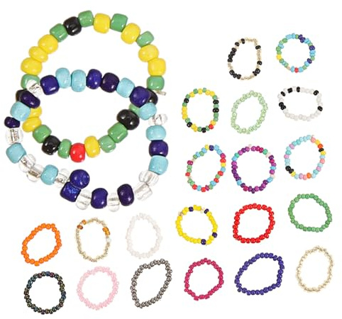 minkissy 21 St Färgglada Pärlringar Bekväma Dekorativa Fingeraccessoarer för Kvinnor Justerbara Stilrena Smycken för Vardag Fest och Arbete