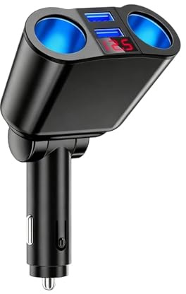 Adattatore Accendisigari per Auto, Splitter Presa 12V-24V 120W con Doppia Porta USB e 2 Prese Accendisigari, Caricatore Veloce per Dispositivi Mobili e Accessori Auto