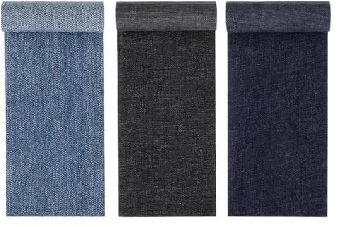 Aihoom 3 Rouler Patchs Thermocollants en Jean, Tissu Denim Adhésif à Repasser Sans Couture, Réparation pour Pantalon, Veste, Ourlet, Vêtements Enfants et Adultes, Résistant au Lavage