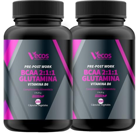 Suplemento Deportivo Pre y Post Workout | BCAA 2:1:1 + Glutamina + Vitamina B6 | Contribuye al Crecimiento y la Recuperación Muscular