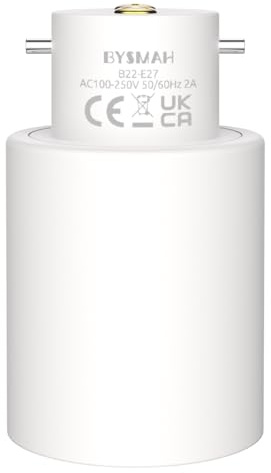 BYSMAH B22 to E27 Adapter, Bayonet to Screw Bulb Adaptor Fitting 1 | for Ceiling Fan Light, Light Adaptor Fitting, BC to ES Lamp Base Socket Converter, for LED and Incandescent and CFL Bulbs